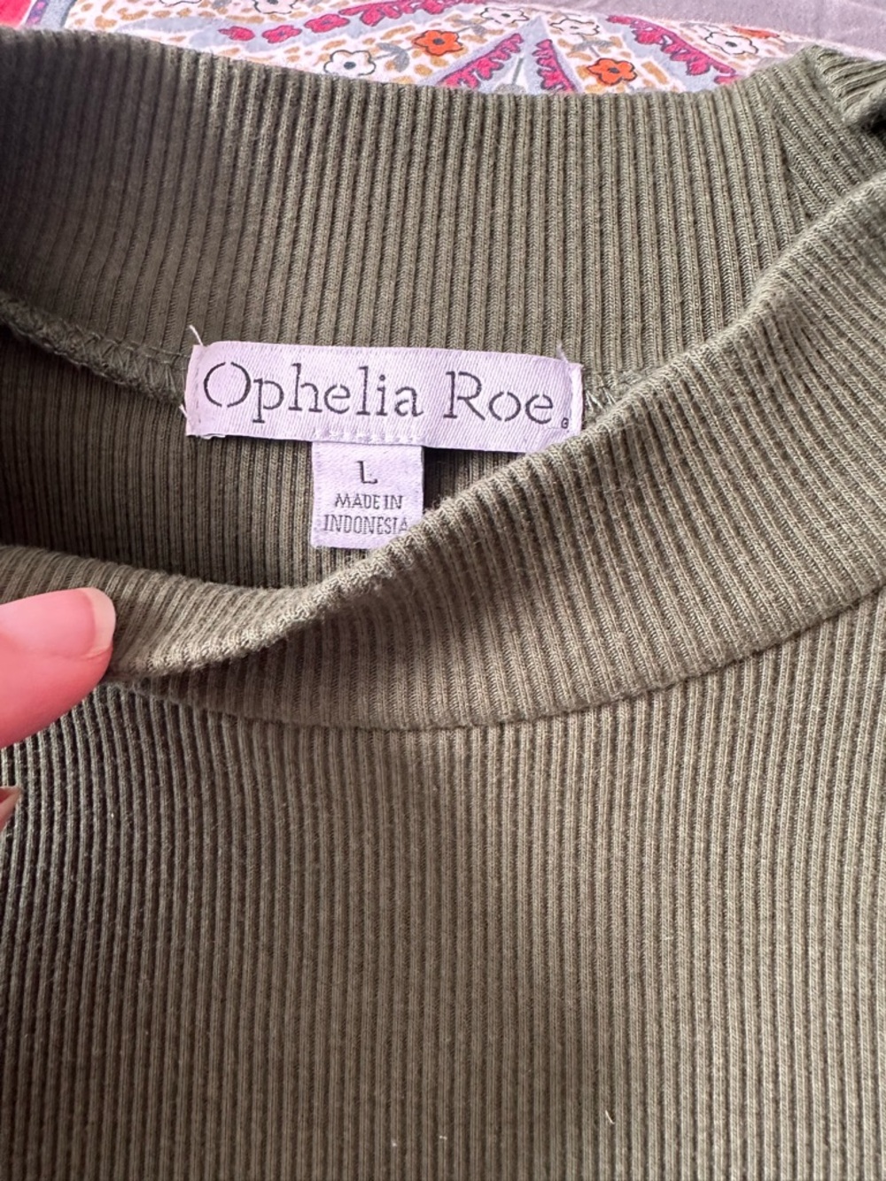 Ophelia Roe Olive Green Short Sleeve Knit Tee - Picture 4 of 6
